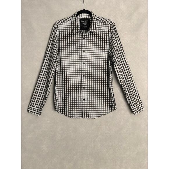 GUESS Men's Medium Slim Fit Long Sleeve Plaid Button-Down Shirt - Picture 1 of 7